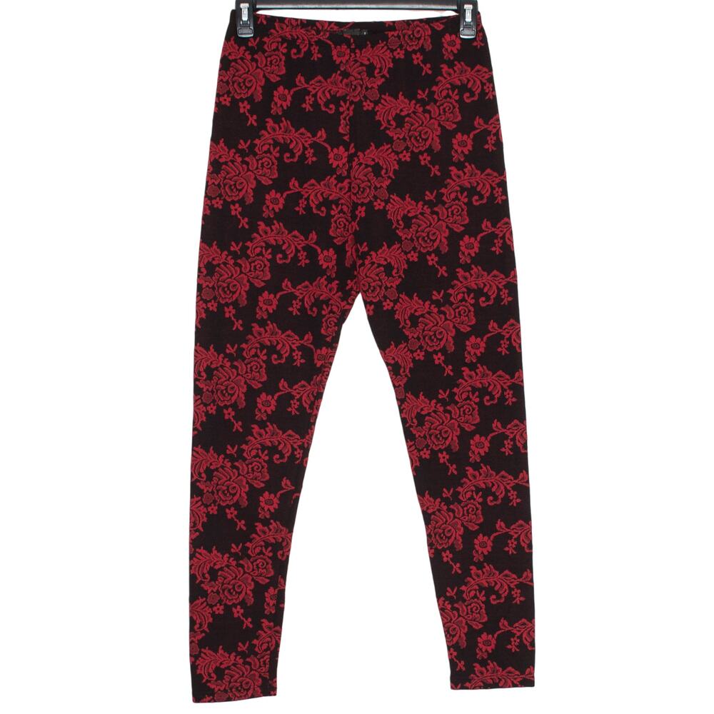 Wet Seal Dark Floral Black Red Legging Y2K Whimsigoth Vamp Grunge Emo Pull On XL